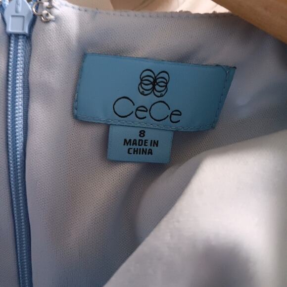 CeCe Elegant Blue Lace Floral Fit & Flare Dress 8 - Picture 10 of 11